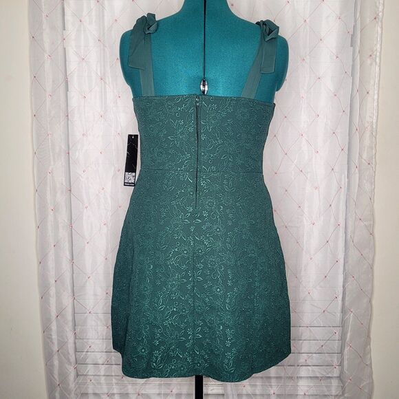 Trixxi Hunter Green Jacquard Floral Corset Babydoll Chiffon Straps‎ Dress XL NWT - Picture 2 of 7